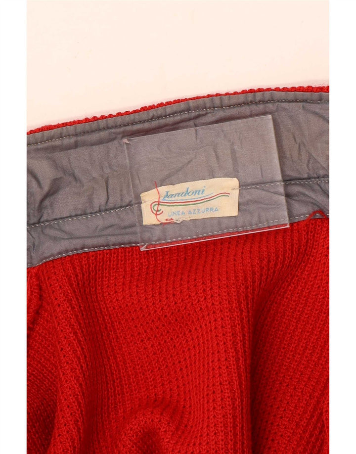 Azzurra Hombre Jersey tipo cárdigan de corte estándar con bloques de color rojo grande