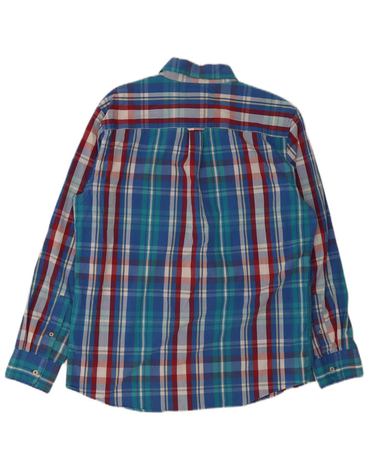 Chaps Camisa de fácil cuidado para hombre de algodón a cuadros azul medio