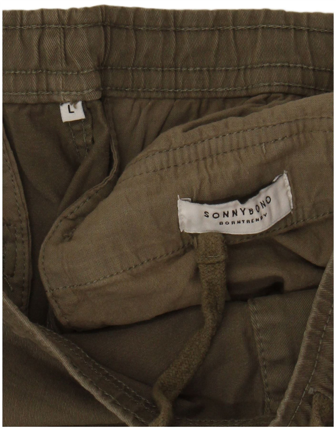 SONNY BONO Mens Cargo Shorts Large W34 Green Cotton
