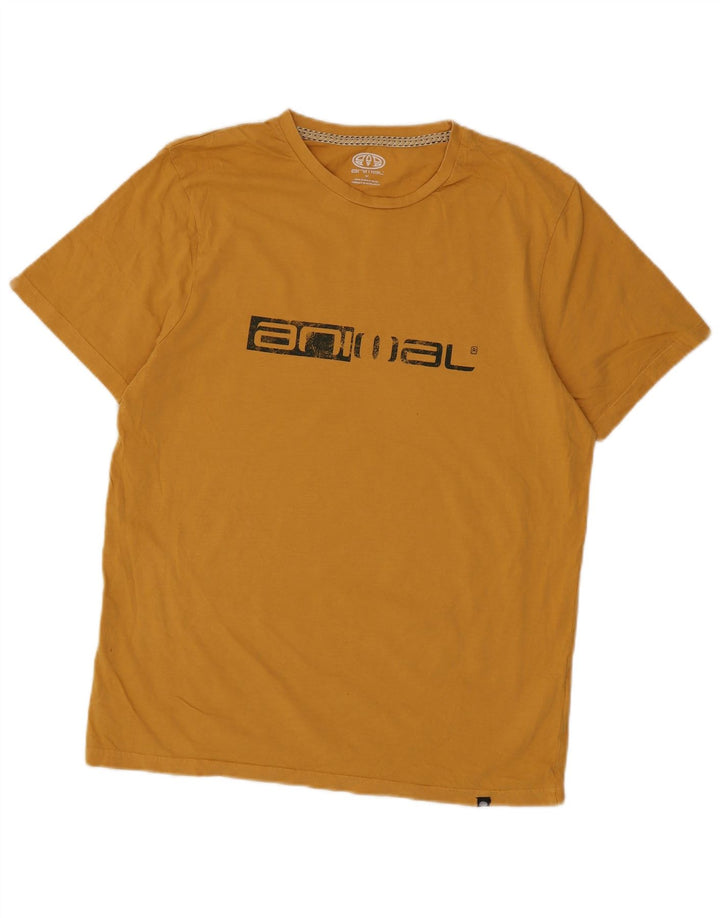 Camiseta con gráfico Animal para hombre Top de algodón amarillo medio