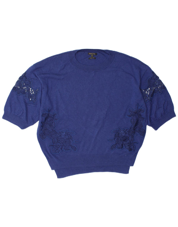 MASSIMO DUTTI Jersey extragrande con cuello redondo para mujer UK 44 Azul medio