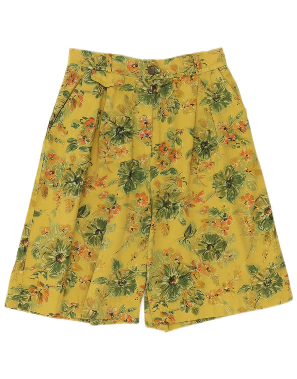 Newpenny Pantalones cortos chinos de cintura alta para mujer IT 44 Medium W28 Amarillo Floral