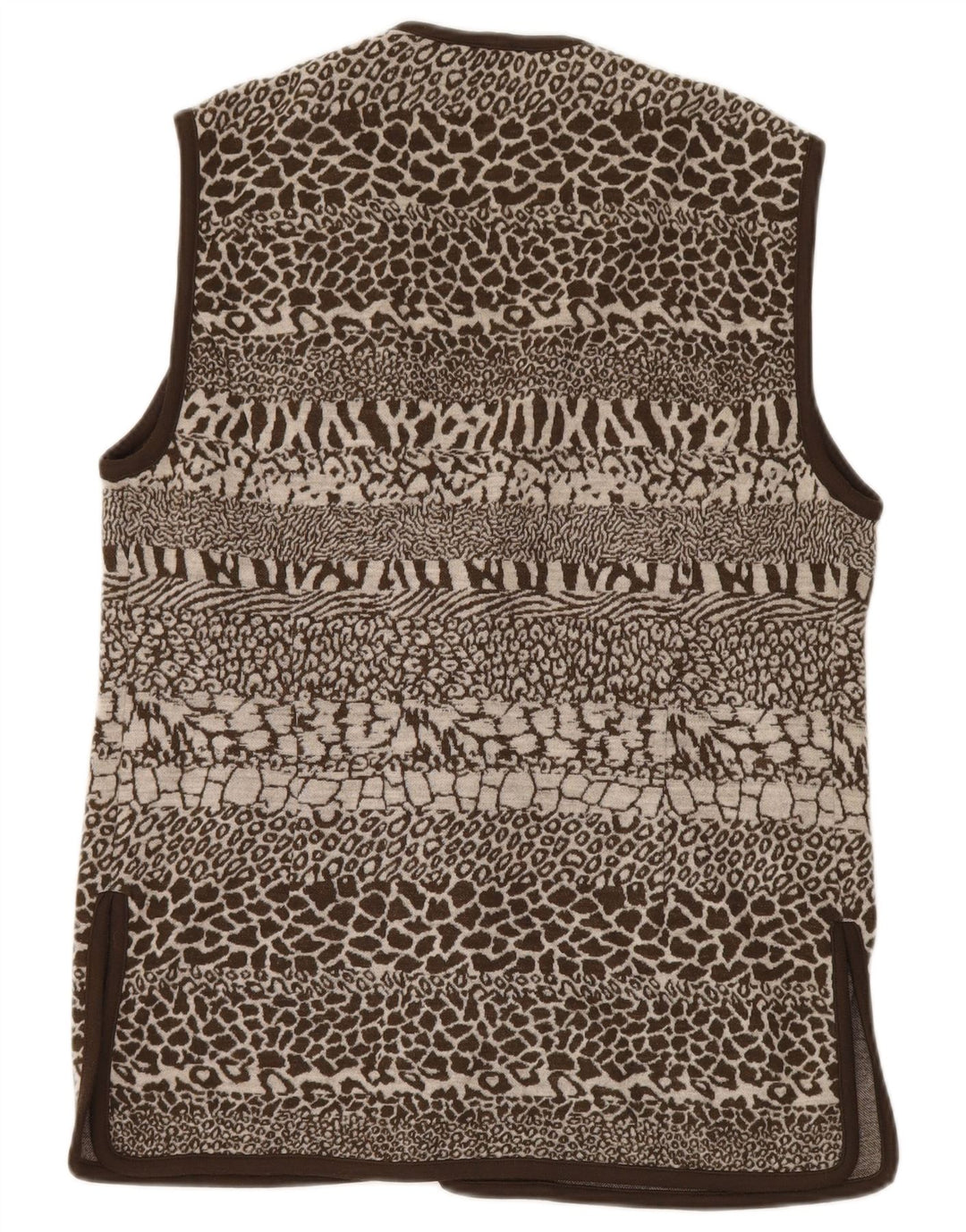 Chaleco Mujer Pierre Cardin IT 44 Lana Estampado Animal Marrón Medio
