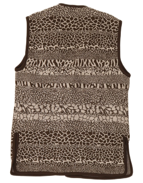 Chaleco Mujer Pierre Cardin IT 44 Lana Estampado Animal Marrón Medio