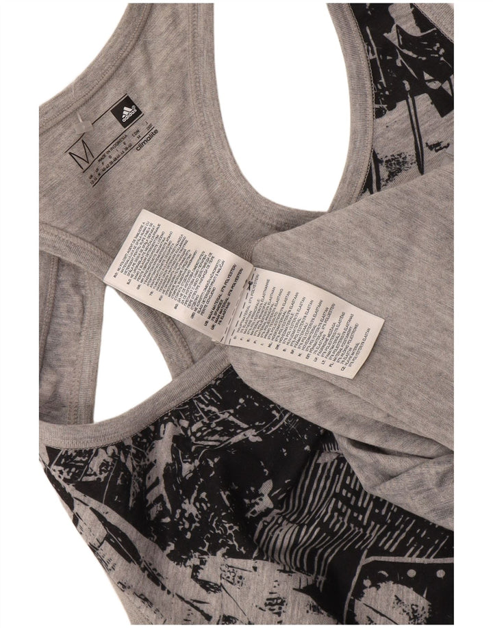 Adidas Mujer Climalite Graphic Chaleco Top Reino Unido 12/14 Gris Medio Geométrico