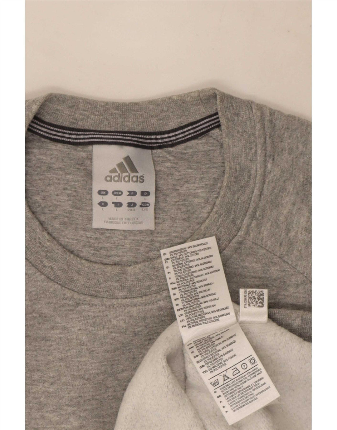 Adidas Hombre Sudadera Jumper Grande Gris Moteado Algodón