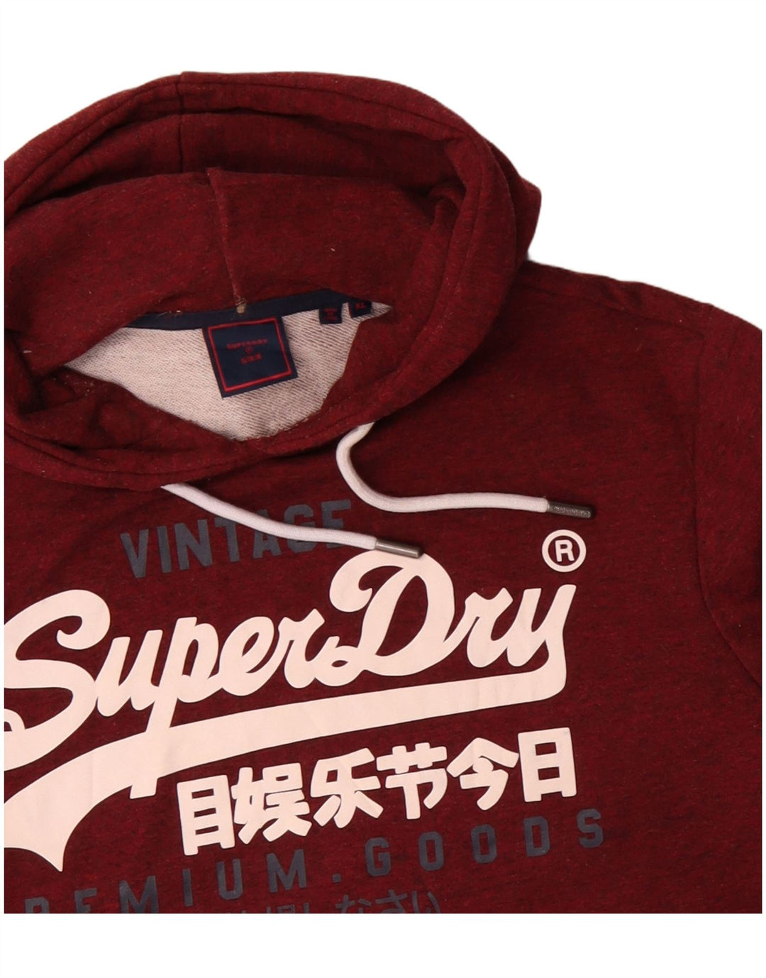 SUPERDRY Jersey con capucha gráfica para hombre XL Granate Algodón