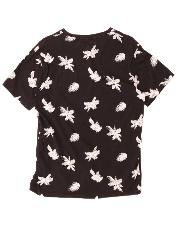 JACK & JONES Mens T-Shirt Top Medium Black Floral Cotton