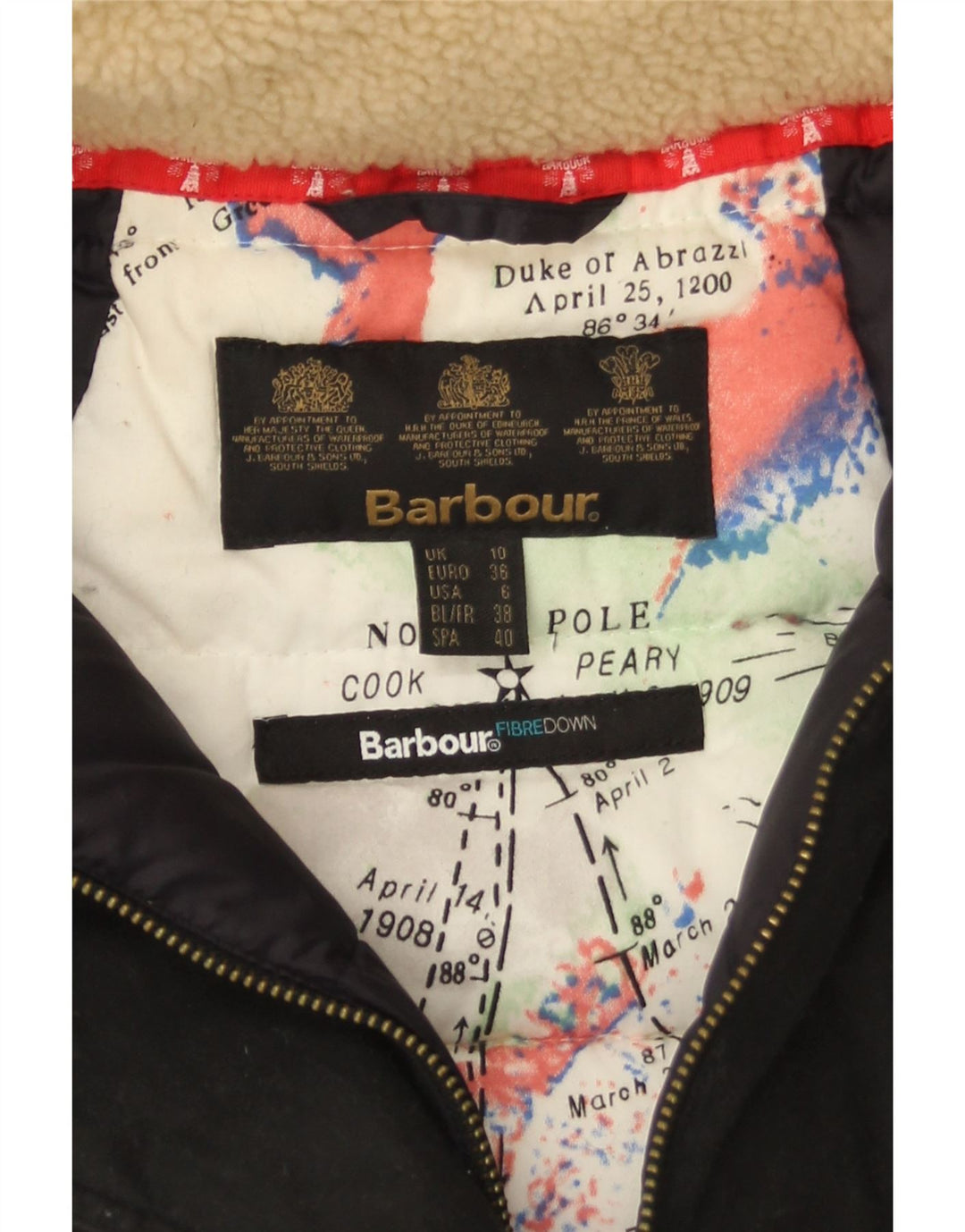 Barbour Abrigo acolchado extragrande con capucha para mujer UK 10 Small Black