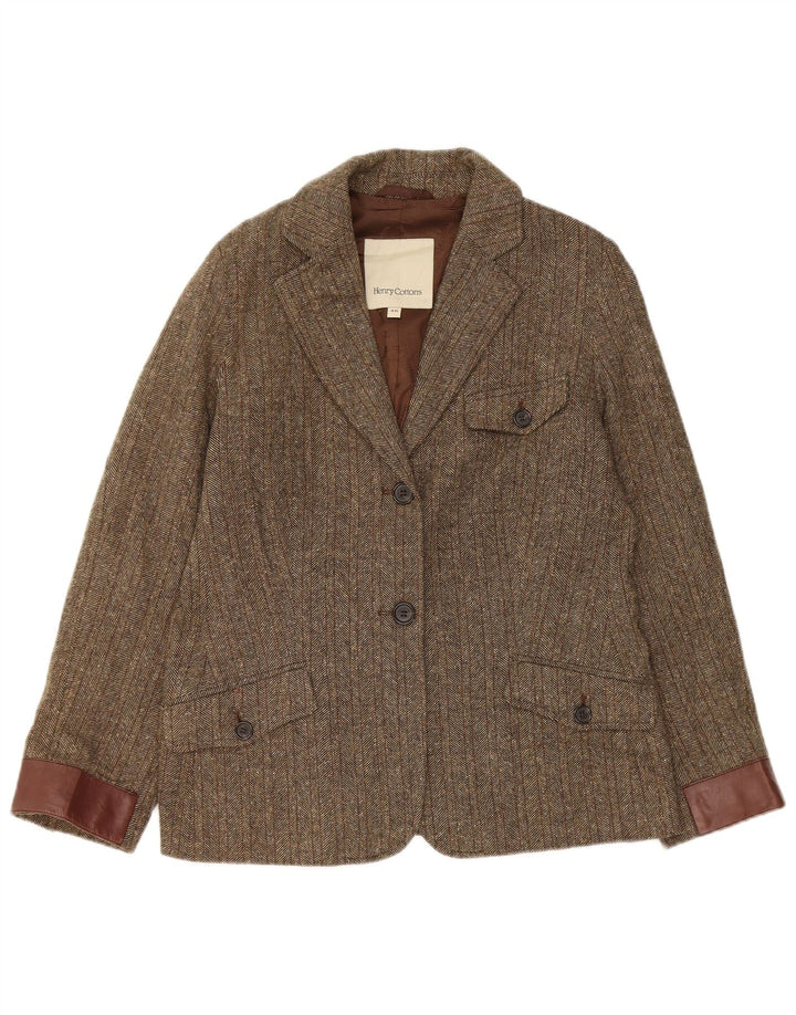 Henry s Chaqueta tipo blazer de 2 botones para mujer IT 46 Large Brown Herringbone