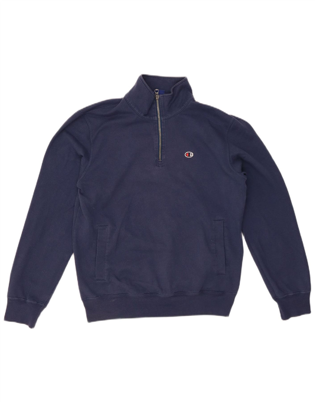 CHAMPION Sudadera con cuello y cremallera para hombre Jersey Pequeño Poliéster azul marino