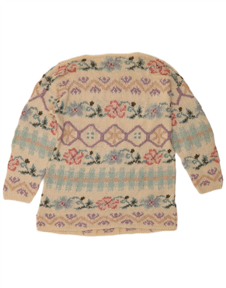 Express Jersey de cuello redondo para mujer UK 12 Seda floral beige medio