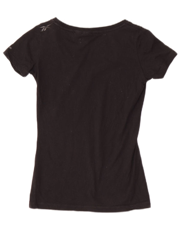 Reebok Camiseta gráfica para mujer Top UK 8 Small Black Cotton