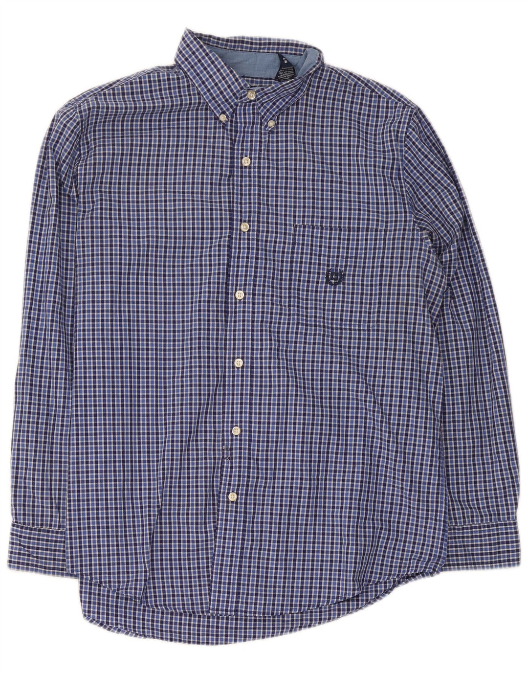 Chaps Camisa de fácil cuidado para hombre de algodón a cuadros azul grande