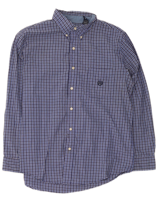 Chaps Camisa de fácil cuidado para hombre de algodón a cuadros azul grande