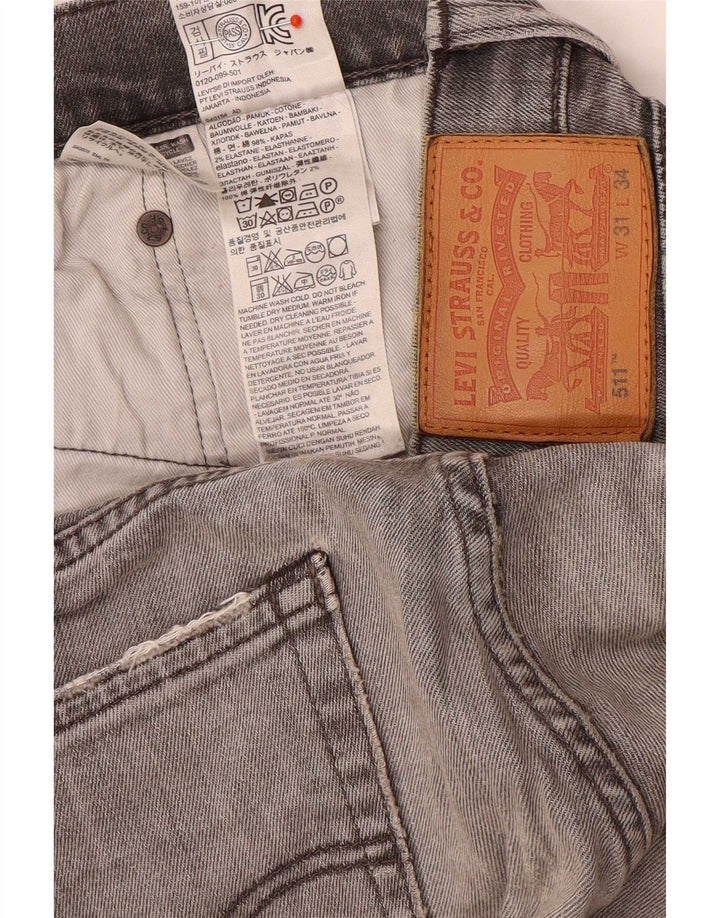 Levi's Hombre 511 Slim Jeans W31 L34 Algodón Gris