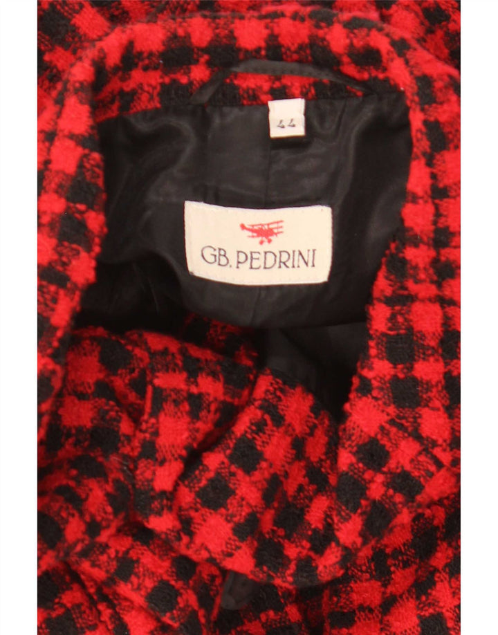 GB.PEDRINI Chaqueta tipo blazer de 4 botones para mujer IT 44 Medium Red Check