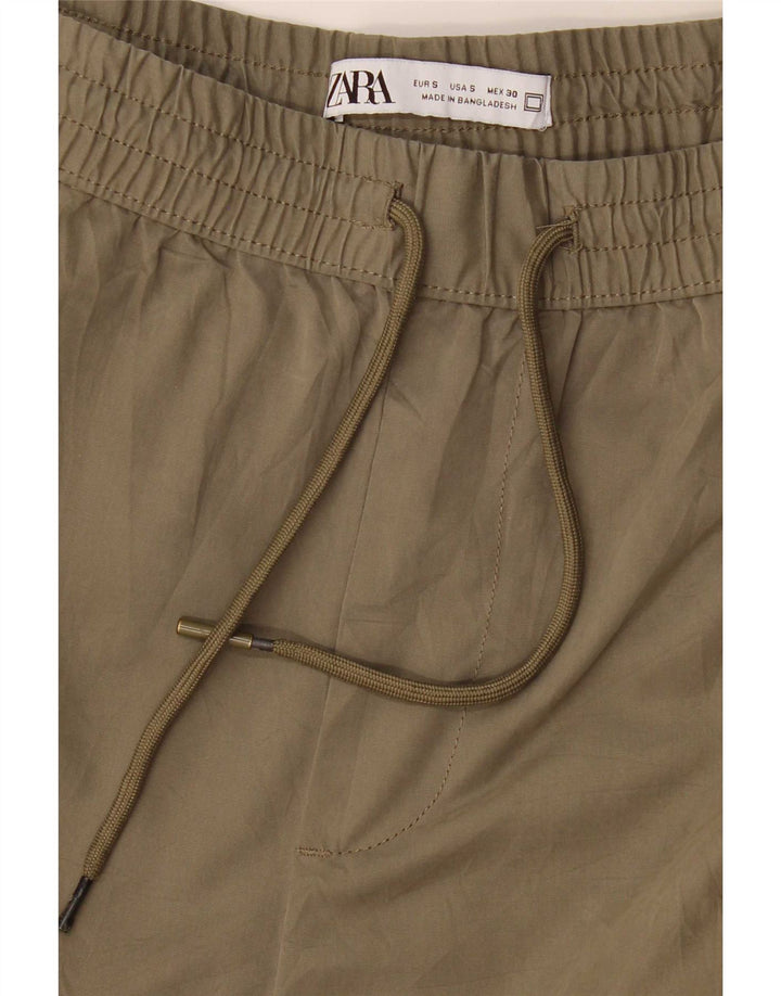 Zara Mujer Joggers Pantalones Cargo Pequeño W30 L25 Caqui