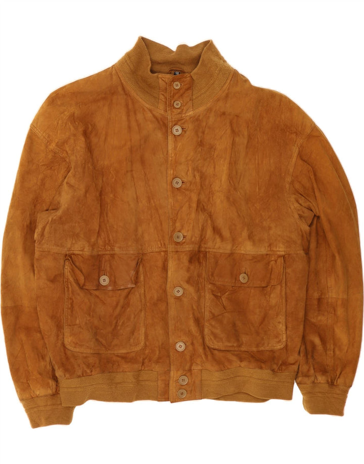 CONBIPEL Mens Suede Bomber Jacket IT 58 4XL Brown Leather Vintage Conbipel and Second-Hand Conbipel from Messina Hembry 