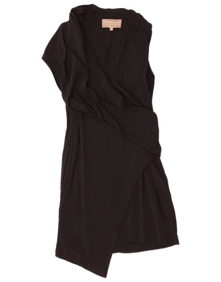 VINTAGE Vestido asimétrico sin mangas para mujer IT 44 Viscosa negra mediana