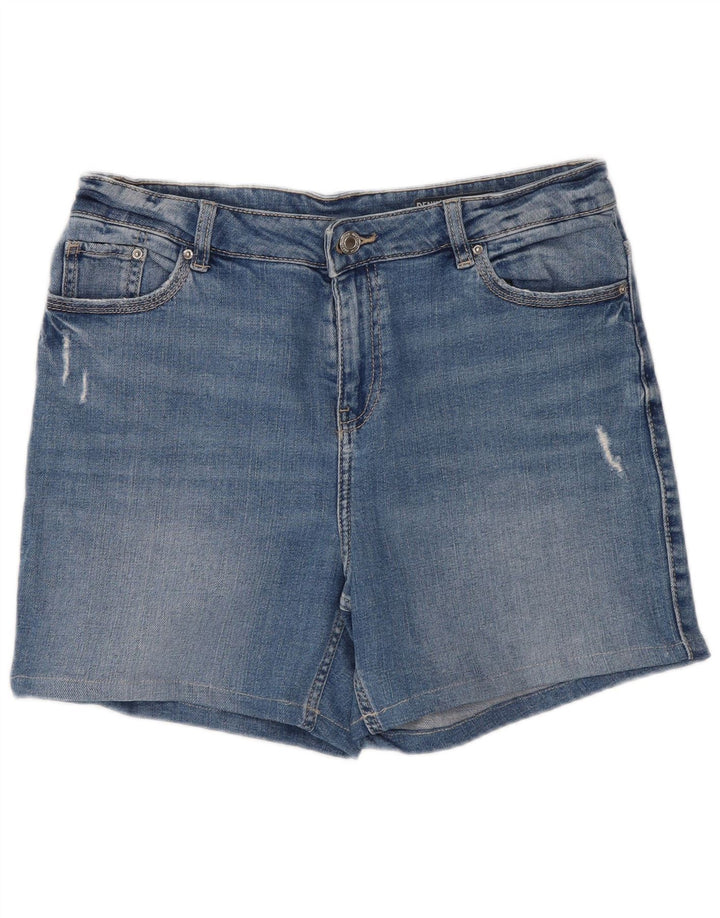 Marks & Spencer Pantalones cortos de mezclilla desgastados para mujer UK 12 Medium W30 Algodón azul