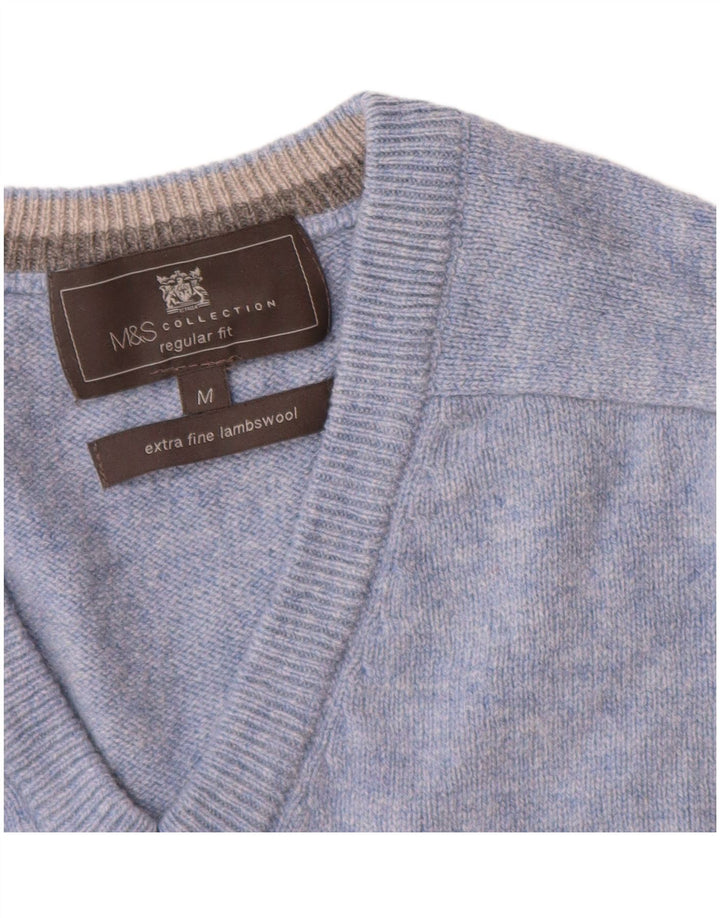 Marks & Spencer Jersey de corte estándar con cuello en V para hombre Azul medio