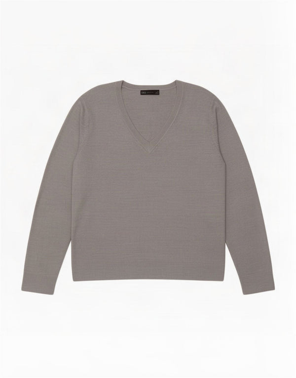Marks & Spencer Jersey con cuello en V para mujer UK 40 XL Acrílico moteado gris