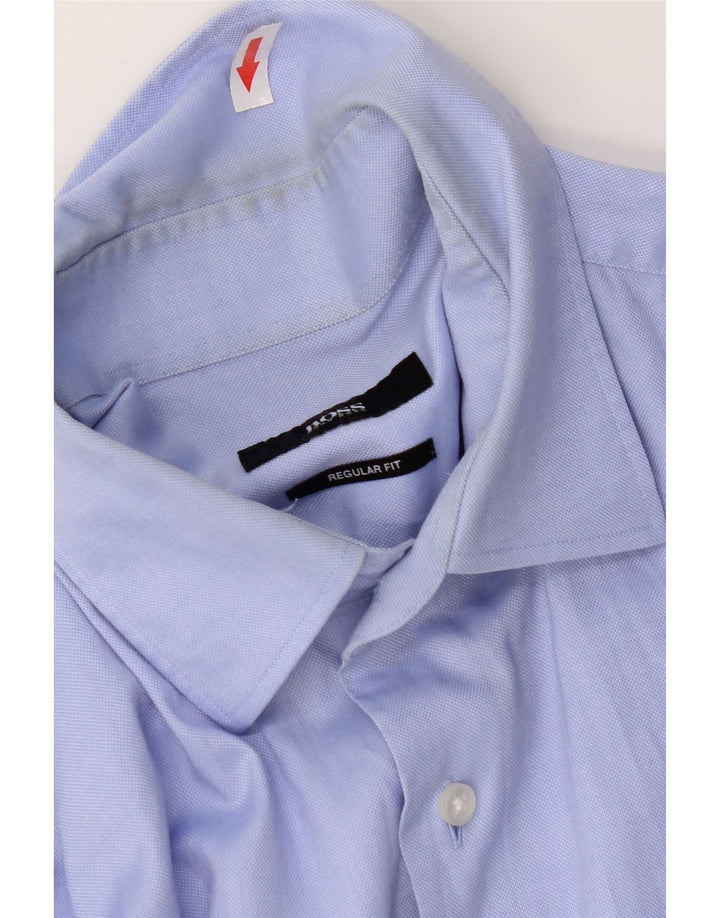 Camisa Hugo Boss Hombre Regular Fit Talla 39 Algodón Azul Medio