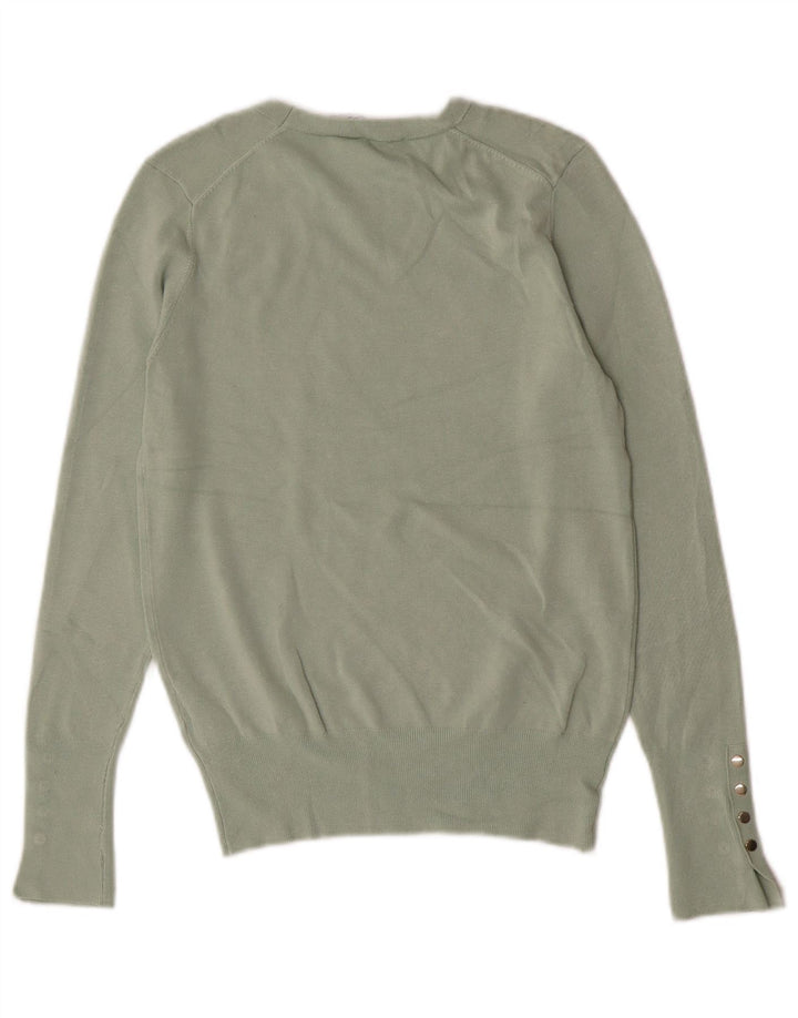 Zara - Jersey de cuello redondo para mujer, talla 40, viscosa verde medio
