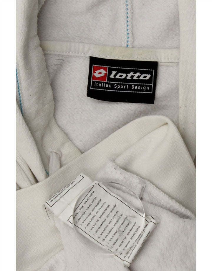 Lotto Hombre Sudadera Con Capucha Gráfica Jersey De Algodón Blanco Mediano