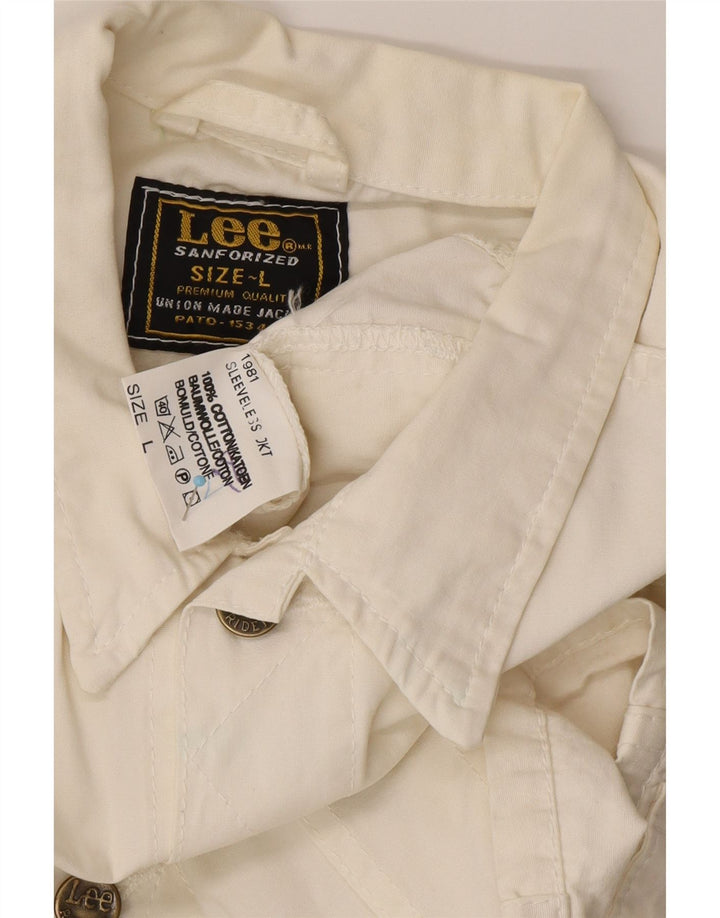 Chaleco corto para mujer LEE UK 46 Grande de algodón blanco roto