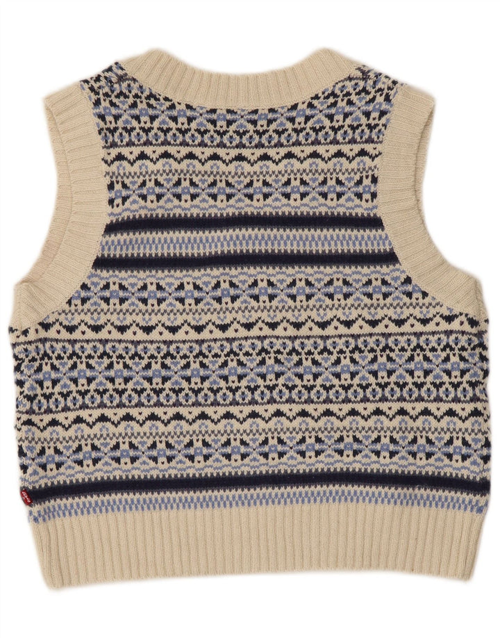 Levi's Crop Vest Camiseta sin mangas para mujer Reino Unido 12 Algodón Fair Isle azul medio