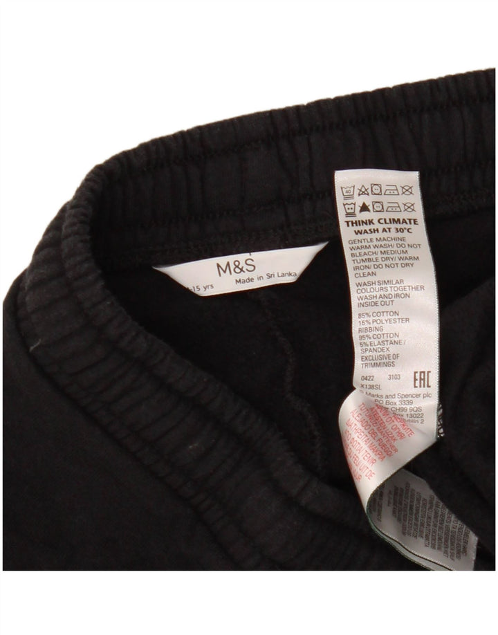 Marks & Spencer Pantalones de chándal para niño Joggers 14-15 años Negro Algodón