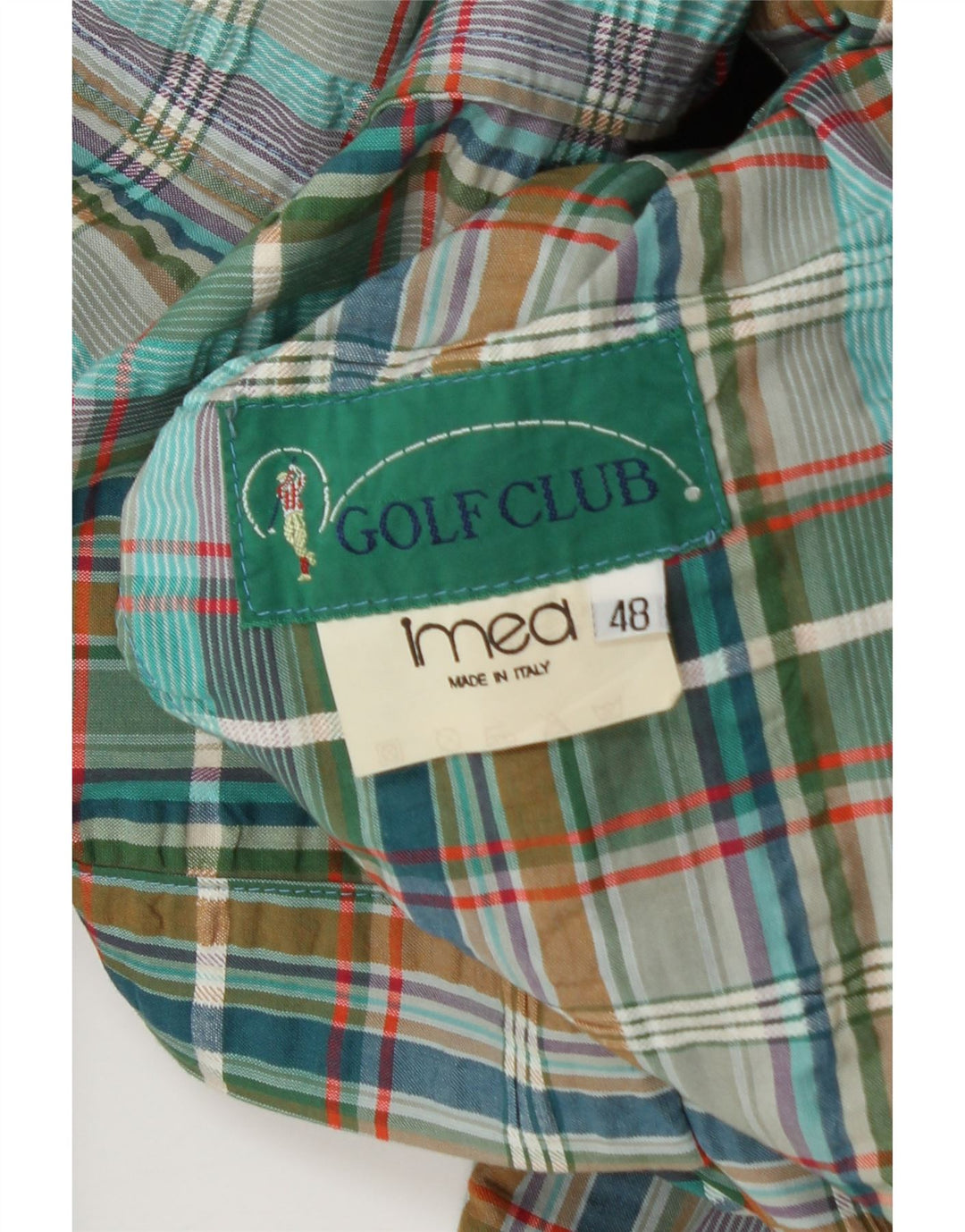 Vintage hombres 3 botones Blazer chaqueta IT 48 algodón a cuadros verde medio