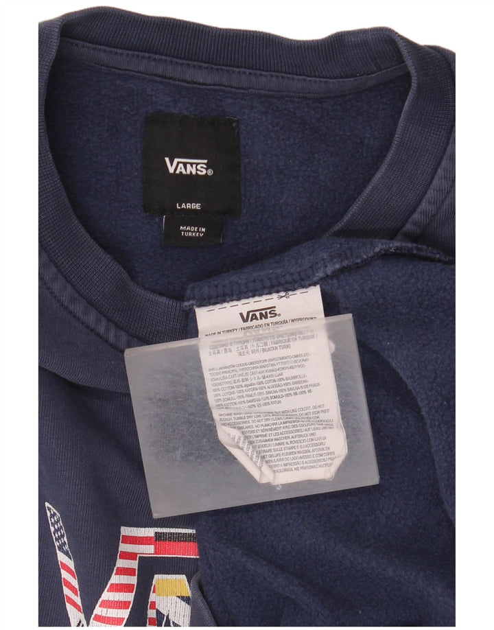 VANS Hombre Graphic Sudadera Jumper Large Azul Marino Algodón
