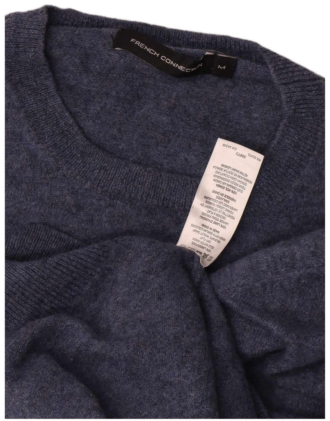 French Connection Jersey De Cuello Redondo Para Hombre De Lana De Cordero Azul Medio