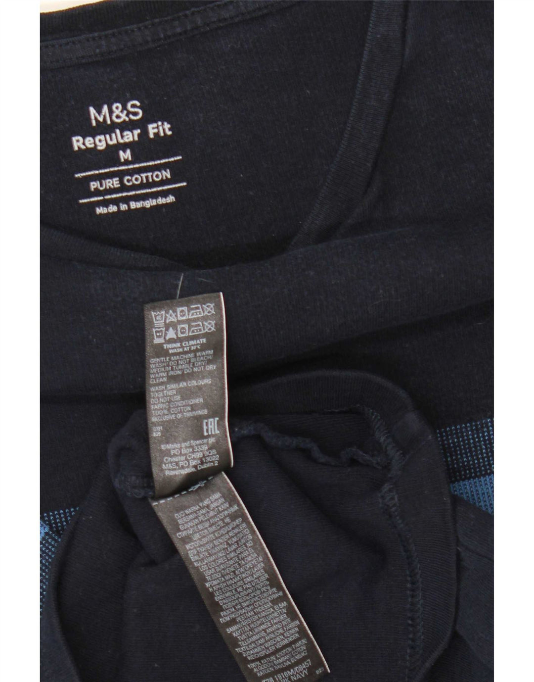 Marks & Spencer Camiseta para Mujer Top UK 40 Medium Azul Marino Rayas