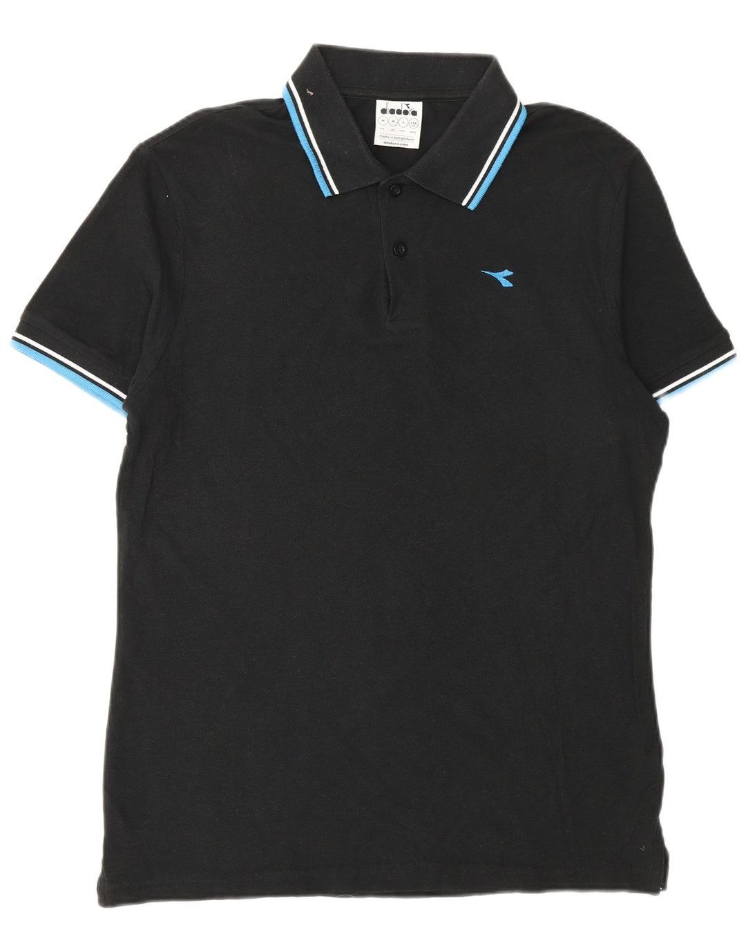 DIADORA Mens Polo Shirt Medium Black Cotton