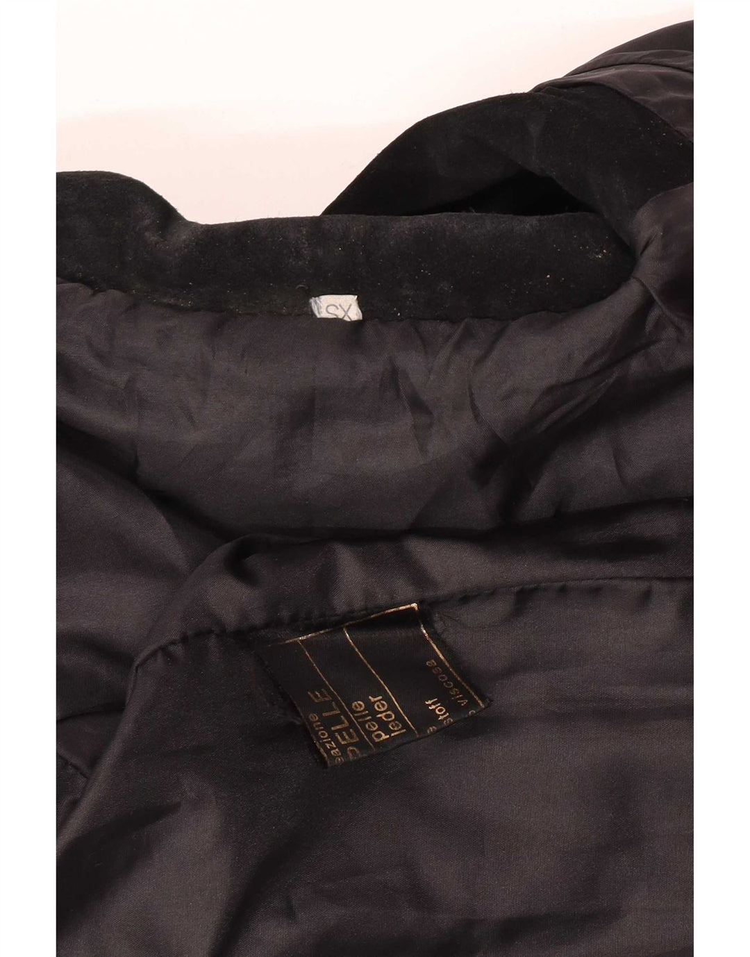 Vintage mujer 4 botón ante chaqueta de cuero Reino Unido 6 XS cuero negro