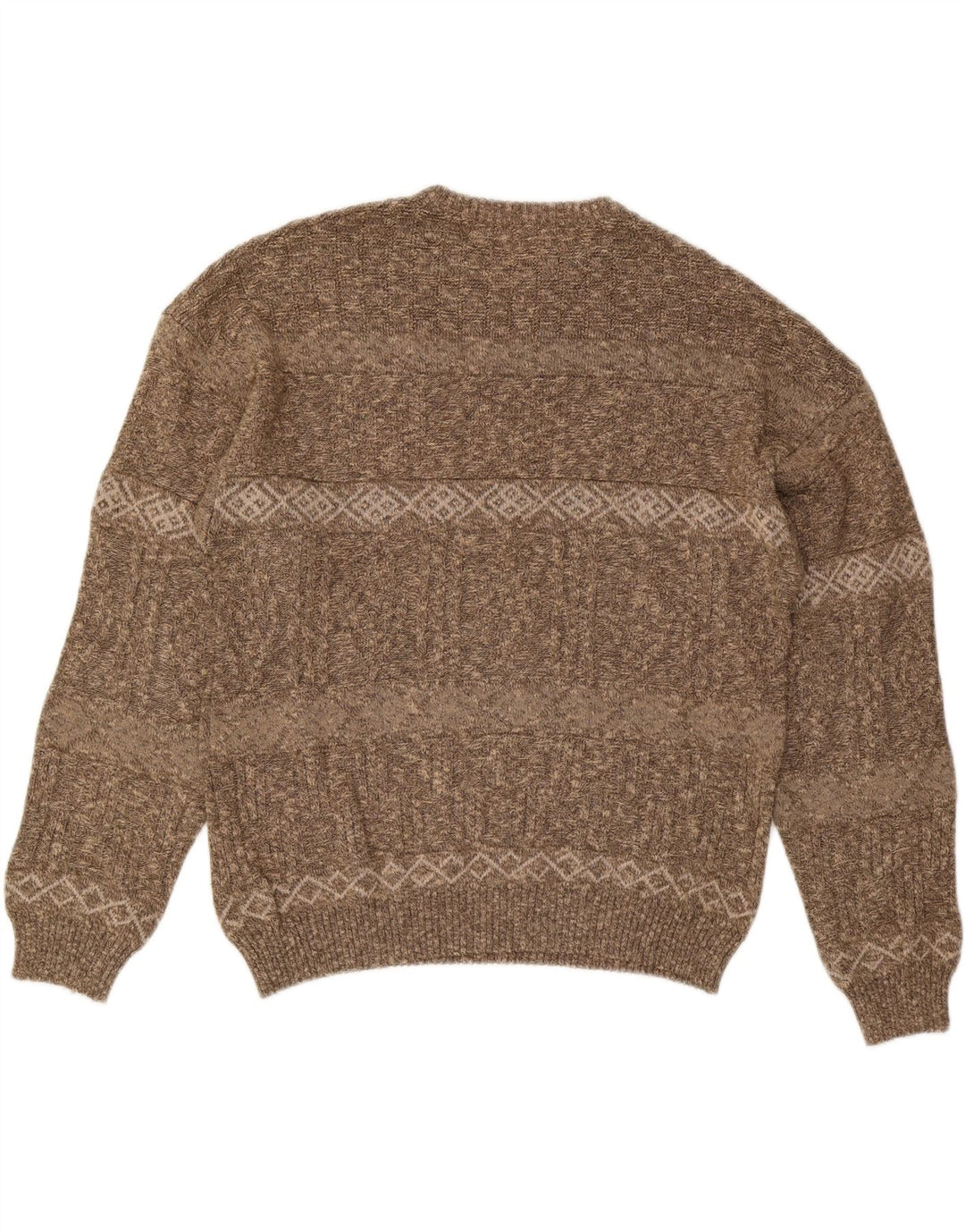 VINTAGE Jersey de cuello redondo para hombre IT 56 2XL Marrón Rayas