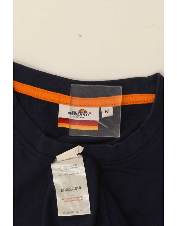 Ellesse Hombre Camiseta Gráfica Top Medium Azul Marino Algodón