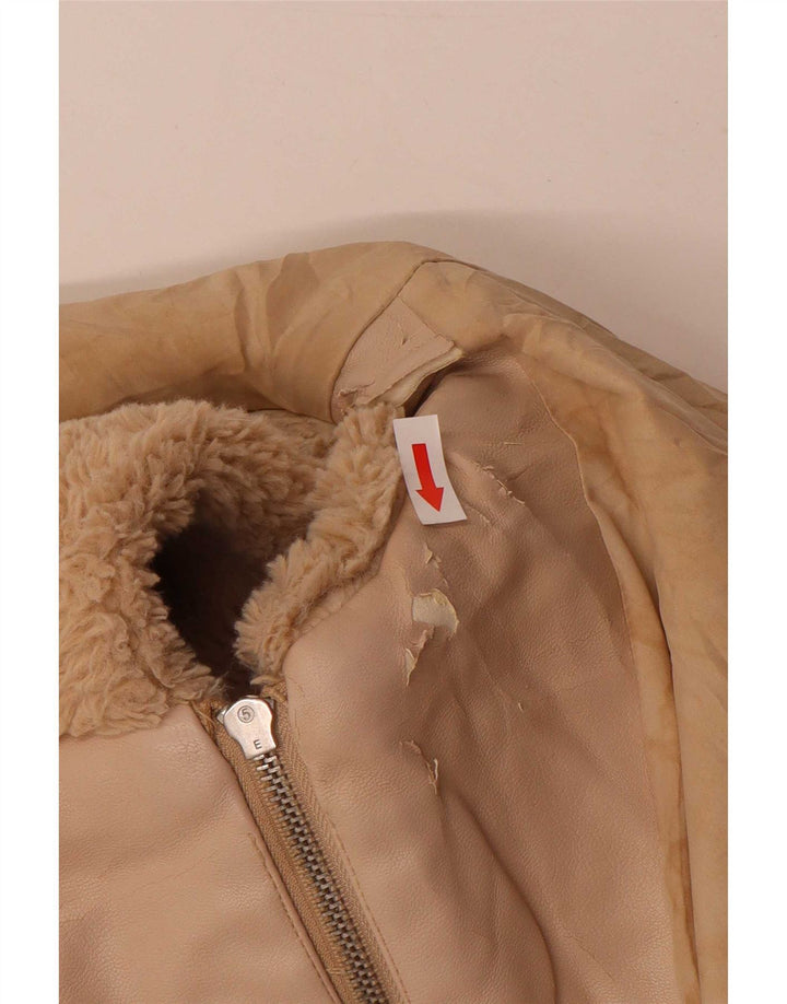 Zara Chaqueta Bomber con Capucha Teddy Bear para Mujer UK 44 Poliéster Beige Mediano
