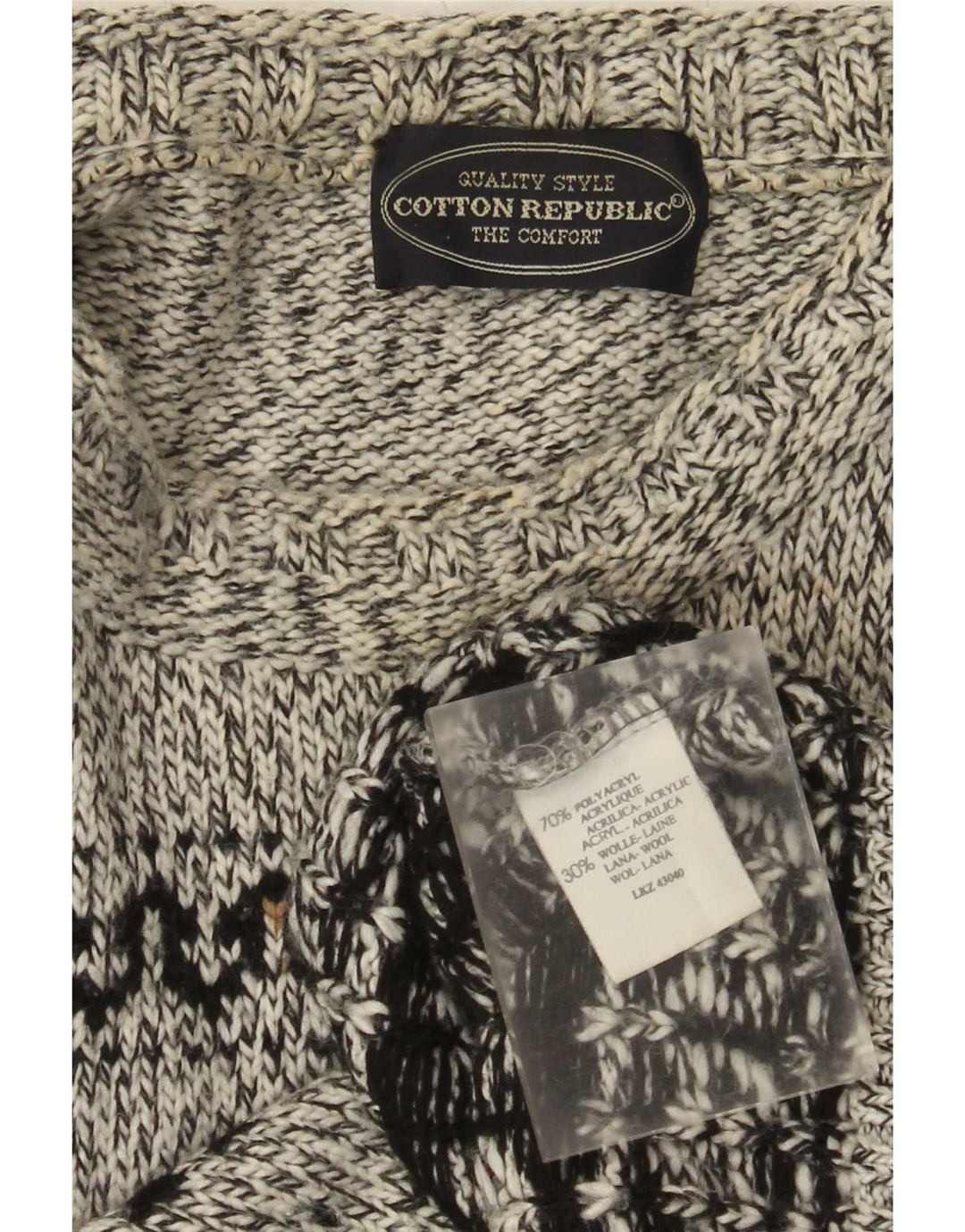Cotton Republic Suéter De Cuello Redondo Para Hombre Gris Medio Fair Isle