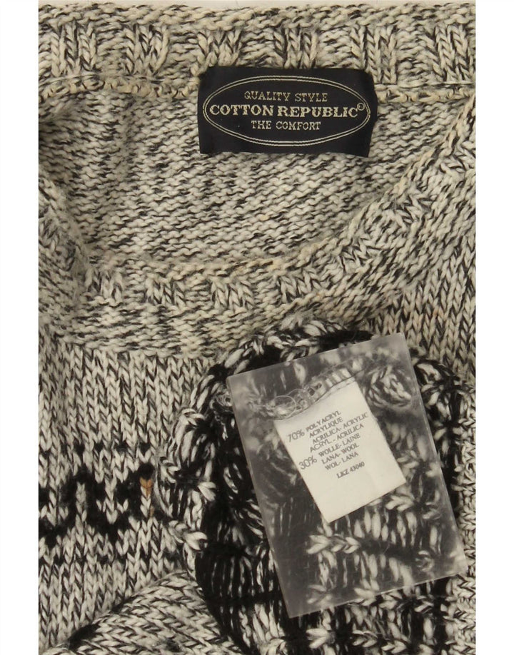 Cotton Republic Suéter De Cuello Redondo Para Hombre Gris Medio Fair Isle