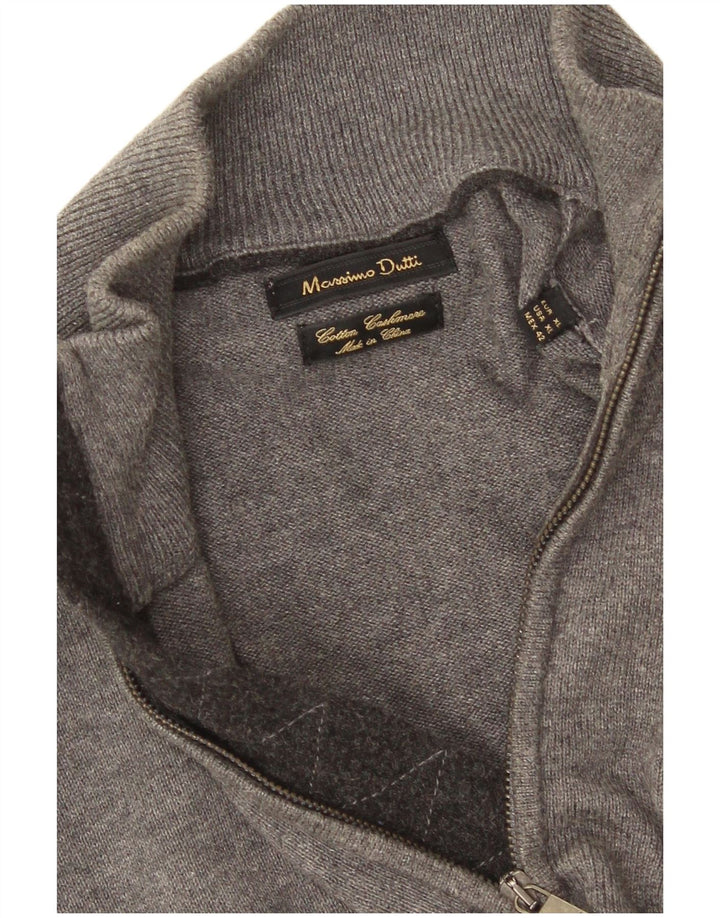 Massimo Dutti Jersey Hombre con Cremallera y Cuello XL Gris Algodón