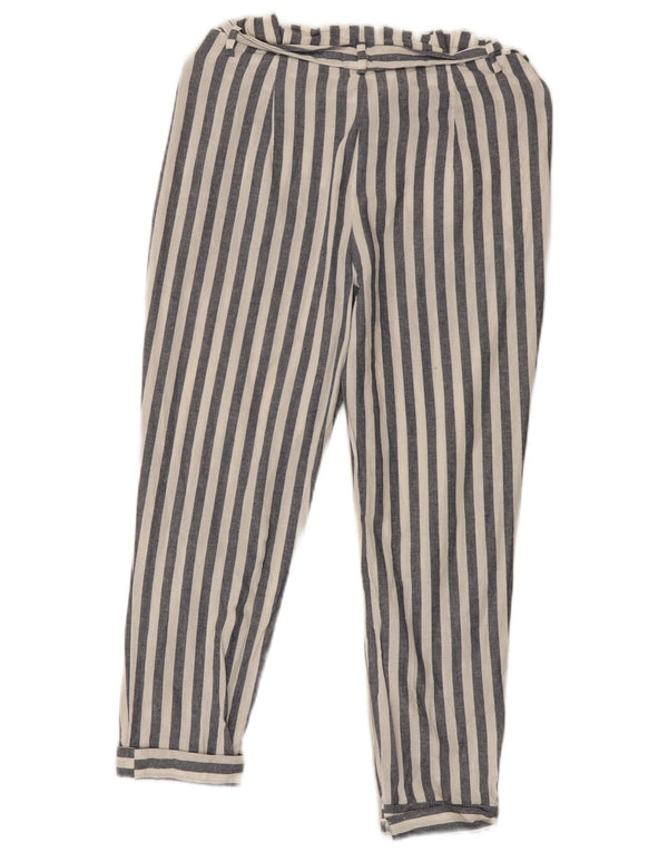 Zara Mujer Pantalón Casual Slim XS W24 L25 Algodón Rayas Azul Marino