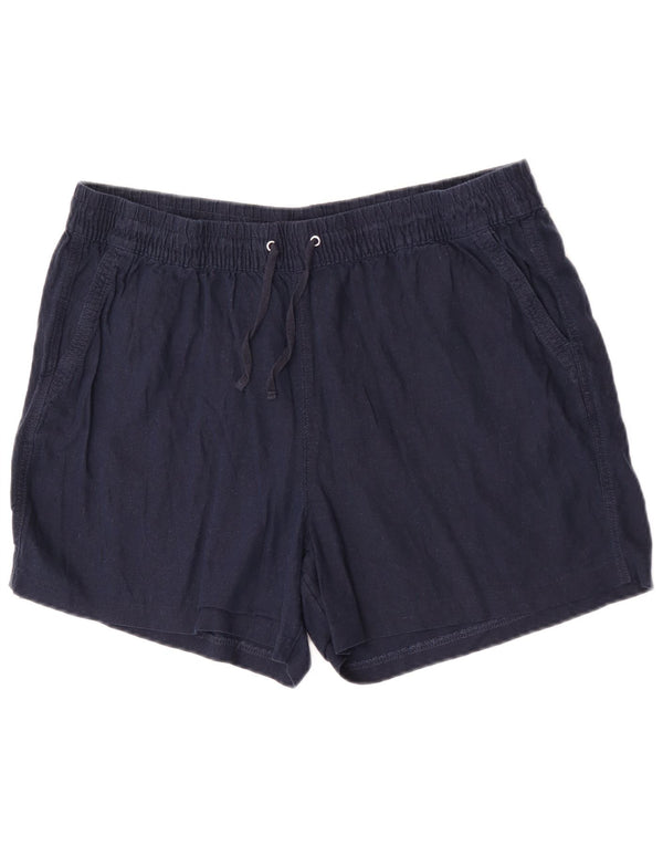 Marks & Spencer Pantalones cortos chinos para mujer UK 18 XL W36 Lino azul marino