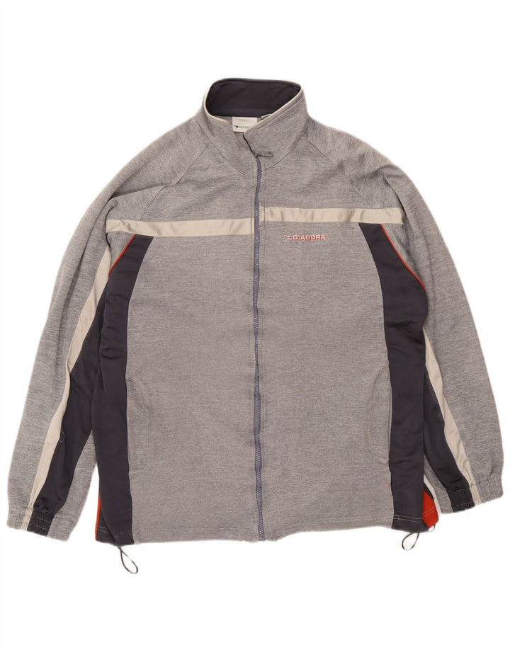 Diadora Chaqueta de chándal para hombre ES 46 XL Gris Colorblock Poliéster