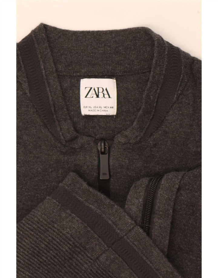 Zara Hombre Jersey Cárdigan XL Gris