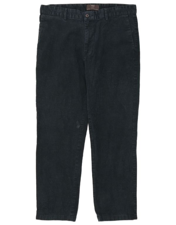 Marks & Spencer Pantalones rectos de pana regulares para hombre W36 L29 Verde